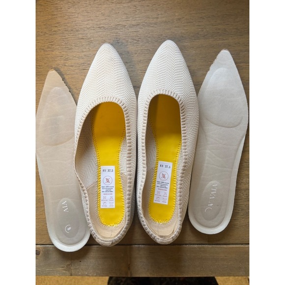 Vivaia Aria Pointed Toe Flats Cream Chevron Size 7 / 37.5 Sustainable Recycled - Picture 9 of 10